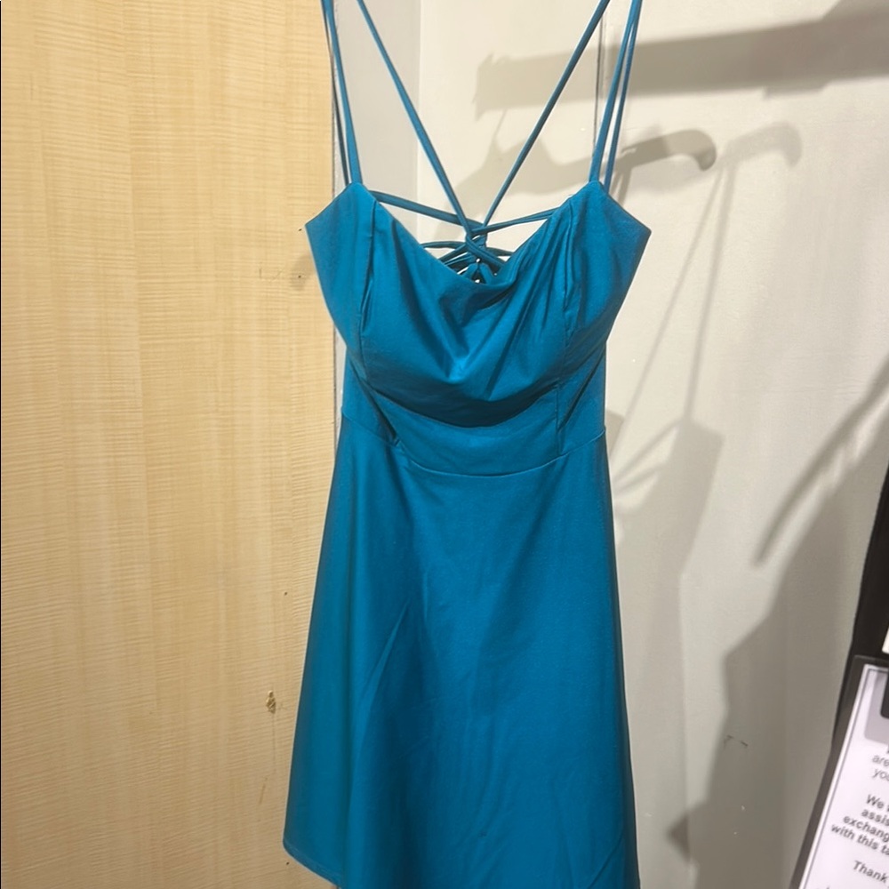 Elegant Blue Strappy Dress